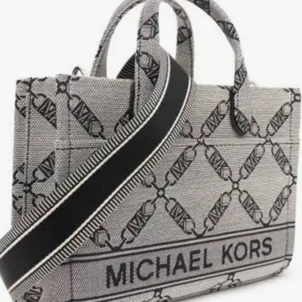Michael Kors Gigi Small Empire Logo Jacquard Messenger Tote Bag